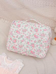 Large Capacity Travel Luggage Bag Multifunctional Storage Bag Pink Floral Print Luggage Organizer Bag Foldable Clothing Storage Bag,Wash Bag - Multicolor - View 7