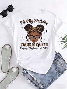 Camiseta con diseño de cumpleaños de la Reina Taurus para mujer, para celebraciones de cumpleaños, de algodón suave de 220 g, adecuada para uso diario en la universidad. - Blanco - Ver 3