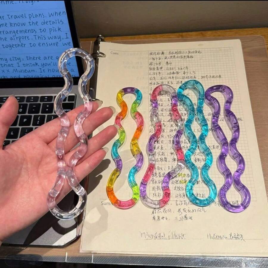 1件裝多色漸層扭繩，隨溫度變色，按摩放鬆肌肉與手指，居家裝飾營造氛圍，舒壓放鬆心情