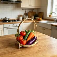 Natural Bamboo Woven Multipurpose Handled Storage Basket, Suitable For Kitchen, Dining Room, Garden, Camping, Fruit Organization, Etc. (Simple Assembly Required) - A - View 3