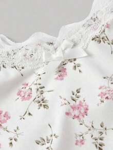 Camiseta de mujer con parche de encaje y decoración de lazo - Multicolor 2 - Ver 3