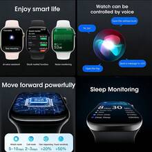 Microwear Reloj inteligente MINI 11, pantalla AMOLED a color de 1,85", batería incorporada de 230mAh, múltiples esferas de reloj, resistente al agua IP68, compatible con múltiples idiomas, compatible con Android/iOS, llamadas telefónicas, notificaciones de mensajes, seguimiento del sueño, podómetro, modos deportivos, regalo ideal para hombres, mujeres, amigos o cumpleaños - Negro - Ver 3