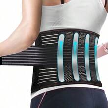 Adjustable Breathable Mesh Waist Support Belt With Reinforced Panel, Elastic Compression Trainer Suitable For Sports, Fitness And Weightlifting - Black - View 6