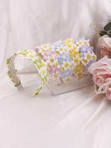 1 buah Bando Bunga Daisy Warna-warni, Bando Serbaguna Gaya Pedesaan yang Segar - A - View 2