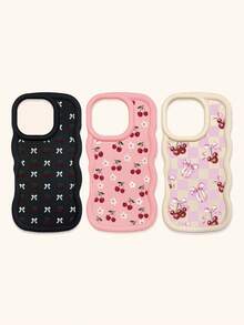 Bộ 3 ốp lưng điện thoại kiểu Coquette màu hồng trắng kẻ caro, in hoa anh đào và nơ, viền lượn sóng, làm bằng chất liệu TPU mềm, chống sốc, tương thích với iPhone 15/14/13/12/17 Pro Max & Galaxy S25 Ultra, thiết kế dễ thương nữ tính, phù hợp sử dụng hàng ngày hoặc làm quà tặng, dịp Lễ Tình nhân/Ngày của Mẹ/Sinh nhật/Bạn thân - Nhiều màu - Xem 46