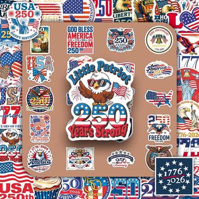 50pcs USA 250th Anniversary Creative Skateboard & Motorcycle Decorative Stickers