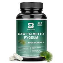 B BEWORTHS Saw Palmetto & Pygeum Supplement For Men - 500mg High Potency Extract - Prostate Support & Urinary Flow - Natural DHT Blocker For Hair Growth & Thicker Hair - Perfect Gift For Him - 120 Capsules - 120抽 - 查看 5