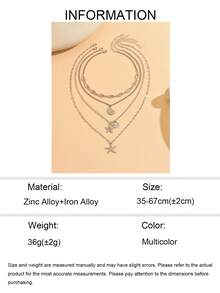 4pcs/Set Handmade Shell Necklace, Fashionable Multi-Layer Starfish & Shell Pendant Necklace Design, Suitable For Beach Vacation, Daily Wear And Party, Adjustable Chain Length - Multicolor - View 5