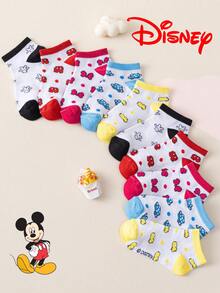 Disney 10/5/1 双装儿童彩色船袜，迪士尼可爱卡通蝴蝶结印花图案，甜美风格，夏季必备，欧美尺码，舒适透气，经久耐穿，适合日常穿着，色彩缤纷的儿童袜子，返校必备，精美礼物 - 彩色 - 查看 20