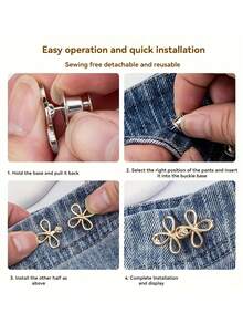 1 Set Seamless Pant Clip And Hat Clip - Invisible Adjustable Belt Fastener, Buttonless Cuff Links, Detachable Adjustable Universal Metal Buckle Multi-Function Tool - Multicolor - View 5