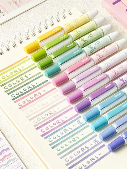 4pcs High-Quality Fluorescent Highlighter Pens, Large Capacity Colorful Markers Suitable For Journaling, Drawing, Note-Taking, Multi-Color INS Style, Full Gradient, Pressurized Highlighter Set, Student Stationery, Essential For Bullet Journaling, Back To School Supplies