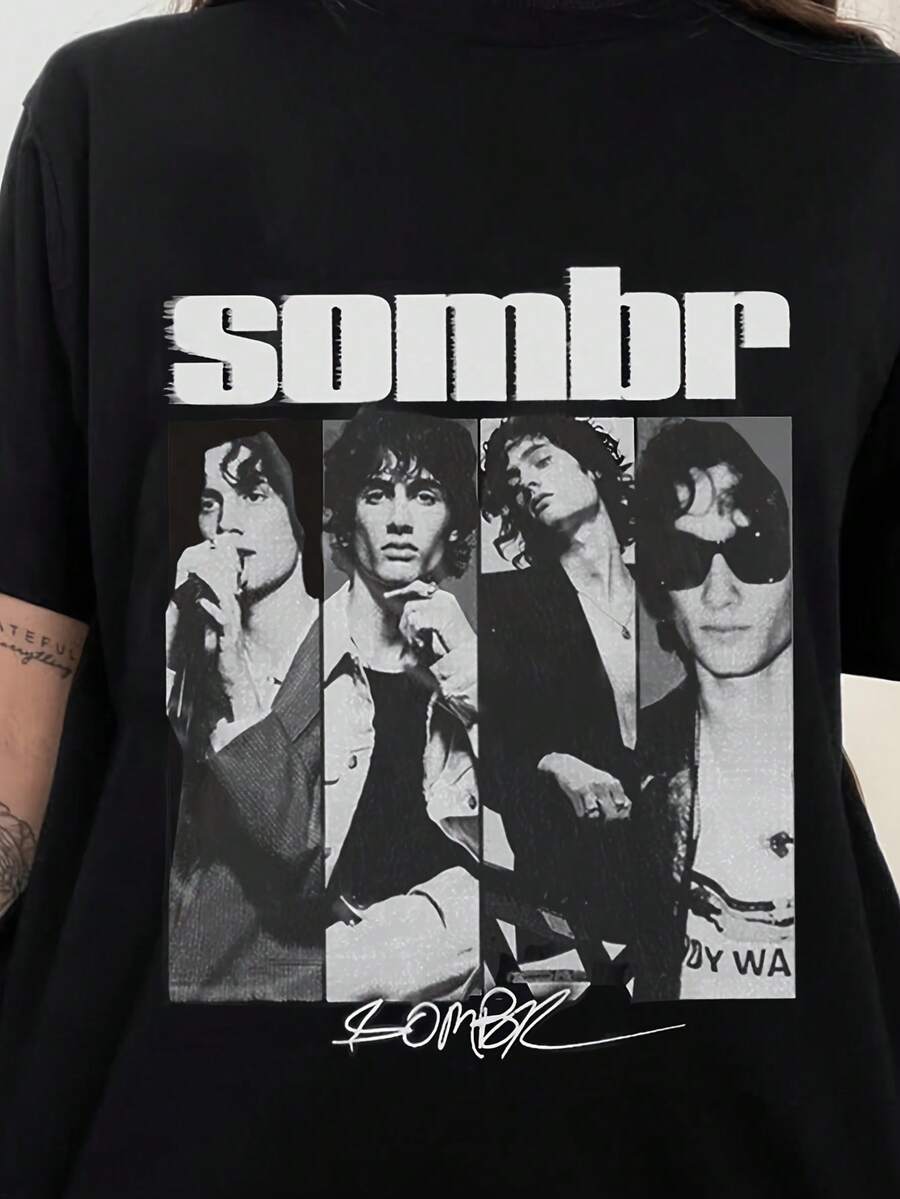 Sombr Tour Music Vintage Cott Shirt - Black - View 1