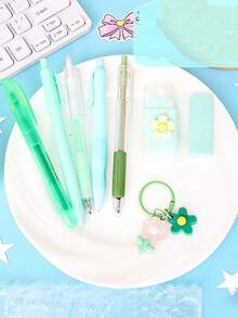 8件套文具套装 - 全新返校用品，包括荧光笔、吊坠、橡皮擦、修正带、2支圆珠笔、自动铅笔和中性笔 - 返校礼物，高品质学生用品礼盒套装，时尚实用学生学习套装，教育机构/教室赠品 - 預設 - 查看 10