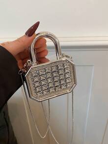 New Acrylic Mini Handbag, Fashion Clutch Purse, Personalized Lipstick Case, Celebrity Evening Bag, Crossbody Chain Bag - Silver - View 11