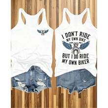 Motorcycle Companion Cool Vest| "Not Riding A Bike But Riding A Motorcycle" Winged Motorcycle Street Style Sleeveless Top, Cotton Blend Double-Side - 白色 - 查看 1