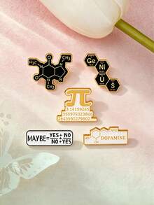 1/5pcs Creative Science Symbol Brooch, Dopamine Molecular Formula Niche High-End Clothing & Bag Pins, Exquisite & Durable Gift For Classmates, Friends, Unique Thoughtful Small Present - Multicolor - View 11