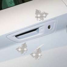 Rhinestone Butterfly Car Sticker, Self-Adhesive DIY Exquisite Pattern Rhinestone Sticker, Rhinestone Butterfly Car Decal, Interior And Exterior Car Sticker - A - View 6