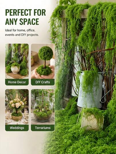 100/200/300/500g Artificial Moss Lawn, Realistic Artificial Moss,Fake Moss Micro Landscape Layout, Lifelike Green Plant Grass, Great For Miniature Landscape, Green Plant Lawn, Potted Window Sill Decor, Landscape Design, DIY Crafts And Home Decor