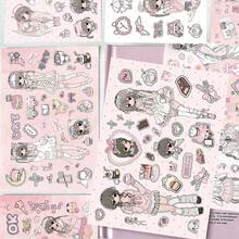 8pcs Sweet Berry Girl Diary Cutting Stickers, Anime Girl Gukka High-End Collage Material, Waterproof Stickers - Holiday Gift - Birthday Gift - Multicolor - View 3
