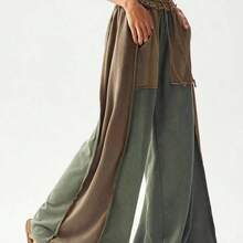 BohoFeels Women's Casual Knit Patchwork Loose Wide Leg Washed Pants - Rosa - Ver 7