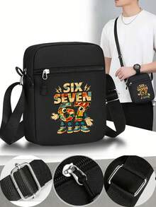1pc/2pcs Retro Cartoon Funny Number "67" Pattern Design Print Baseball Cap And Crossbody Bag Set, Streetwear Style Fashion Outdoor Sports Flat Brim Cap And Shoulder Bag, Adjustable, Gift For Friends And Anniversary - Multicolor - View 2