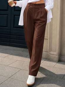 MODA MO, REF: 505 Women's Dress Pants, High Waist, Casual, Sophisticated, Elegant, Modern, Casual, Blogger, Striped, Refined Look, Comfortable, Summer  3.3. - 鏽棕色 - 查看 5