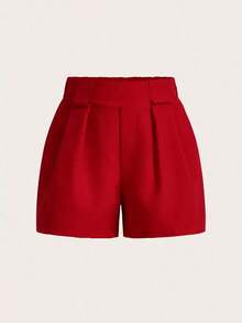 Short de mujer de unicolor versátil y casual - Burdeos - Ver 4
