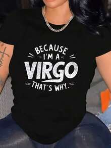 Altamente recomendado: Camiseta de Mujer con Patrón del Zodíaco Virgo - Frase Divertida de Astrología: "Porque soy Virgo, hago esto" - Camiseta Negra con Fuente Blanca en Negrita - Camiseta Ligera de Verano Casual - Lavable a Máquina, Estilo Minimalista Moderno, Regalo de Cumpleaños, Corte Holgado, Tela Suave, Estilo a la Moda, Fácil de Combinar. - Negro - Ver 8