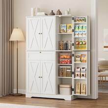 Yanosaku 68" White Pantry Cabinet With Adjustable Shelves, Freestanding Kitchen Hutch With 6 Door Shelves, Storage Drawer & Food Pantry Storage - 白色 - 查看 12