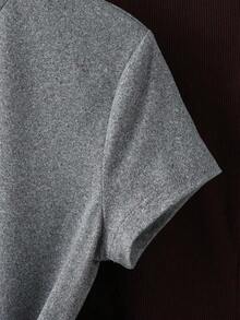 Camiseta casual de mujer de manga corta con cuello redondo de unicolor para verano - Multicolor 2 - Ver 3