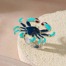 1pc Creative Ocean Style Red Crab Ring, Cute Cartoon Polka Dot Animal Design Exaggerated Adjustable Joint Ring, Fashionable Accessory Gift - Multicolor - View 8