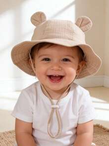 1pc Baby Bear Ear Mesh Bucket Hat, Breathable Adjustable Sun Hat For Infants/Toddlers (Spring/Summer) - 1PC - View 9