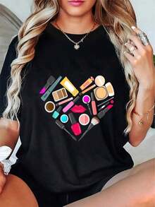 Camiseta de Maquillador y Esteticista 100% Algodón - Estilo Vintage Urbano Unisex, Holgada, de Manga Corta y Cuello Redondo - Negro - Ver 5