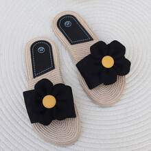 Sandal Selop Wanita Motif Leopard dengan Pita, Sepatu Flat Slip-On Ujung Terbuka Persegi yang Modis, Sandal Selop Kasual - Hitam - View 8