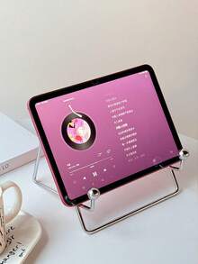 1 pieza Soporte de metal para teléfono y tableta, compatible con iPad y computadora, soporte de escritorio de doble uso, soporte de lectura reclinado para mesita de noche, soporte de lectura para escritorio de estudiante - Plateado - Ver 5