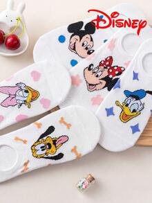 Disney 10/5/1 双迪士尼袜子，可爱米奇男士短袜，夏季隐形短袜，卡通趣味袜子，舒适透气时尚男士袜子，绝佳礼物，透气吸汗，休闲百搭，卡通图案船袜，适合学生，欧美成人尺码，可作礼物和日常穿着，米奇和他的朋友们 - 彩色 - 查看 9