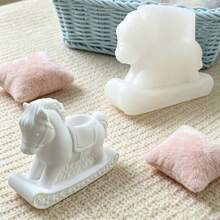 Clay Mold A Horse-Shaped/Rocking Carriage-Shaped/Bridle-Harnessed Horse-Themed Flower Pot Pen Holder Pen Stand Candle Cup Storage Box Plaster Board Silicone Mold, Which Can Be Used For DIY Resin, Plaster, Clay, Concrete, Cement Handicrafts, Silicone Molds, Etc. It Is Easy To Demold And Suitable For Various Festival Gifts And Home Decorations. - A - View 6