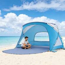 Beach Tent Sun Shelter For 6 Person, UPF 50+ Protection, Portable Sun Shade Canopy With Carrying Bag & Sand Pockets, Lightweight And Easy Setup Beach Umbrella For Family Camping Outdoor Picnic - for 6 Person, Sand Pockets, 72 in - 查看 9