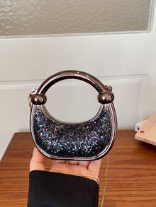 New Acrylic Mini Handbag, Fashion Clutch Purse, Personalized Crescent Moon Shaped Evening Bag With Chain Strap - Multicolor - View 7