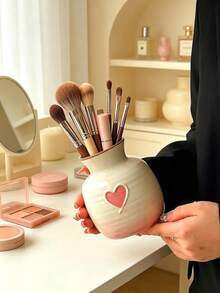 1pc High-End Nordic Style Donut Shaped Makeup Brush Holder, Multi-Functional Pen Cup Decor, Large Capacity For Home & Office Storage, Suitable For Brushes, Combs, Puff - Multicolor - View 4