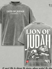 Lion Of Judah Vintage Washed T-Shirt / Tank Top / Hoodie, Christian Jesus Apparel, Faith Streetwear Oversize Heavyweight, Gothic Church Outfit, Gym Pump Cover , Lion Shirtt Shirt For Men - Màu xám đen - Xem 1