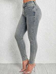 Quần jeans nâng mông nữ, quần dài ôm sát co giãn cao, thời trang, thanh lịch, thích hợp cho hẹn hò, đi làm, đi chơi thường ngày, đa năng. - Màu xanh bụi bặm - Xem 4
