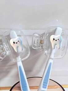 Smiling Face Toothbrush Holder, Portable Combination Set, Suitable For Home Toothbrush Protective Cover, Travel Toothbrush Storage Box, Toothbrush Head Protective Clip, Dust-Proof Toothbrush Protective Cover, Suitable For Home And Travel, Lightweight ABS Material, Keeps Toothbrush Clean And Hygienic, Suitable For Family, Travelers, Camping, Business Trips, Perfect Gift For Father's Day, Independence Day, Back To School - Style 1 - View 9