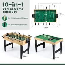 GOFLAME Multi-Game Table Set With Space-Saving Stackable Design For Family & Adult Foosball Air Hockey Pool Ping Pong Shuffleboard Bowling Chess Backgammon Game Table - Khaki - View 2