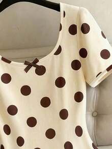 Vestido largo de mujer minimalista y de moda con estampado digital de lunares, regalo para amigos - Multicolor - Ver 3