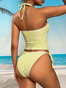 Swim Mod Conjunto de bikini a cuadros de cereza dulce - amarillo ganso - Ver 2