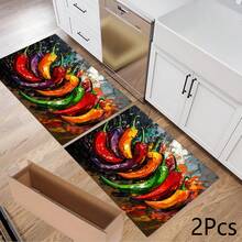 1 件装彩色辣椒印花吸水垫/晾干垫，适用于咖啡机、餐具 - 吸水性强的聚酯纤维桌面保护垫，带橡胶防滑垫，可用于厨房台面装饰、家庭酒吧和餐桌。 - 彩色 - 查看 8