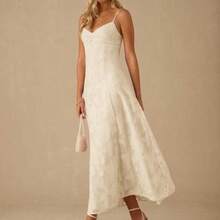 Spring/Summer Romantic Women's Pastel Purple Jacquard Pleated Backless Strap Maxi Dress,Sweet&Elegant For Vacation&Date&Holiday&Party&Graduation&Wedding Guest&Beach,Prom Dress,Summer Dresses For Women,Sun Dresses For Women,Summer Clothes - Albaricoque - Ver 1