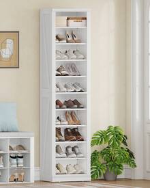 HaluPeit Meuble à Chaussures, Meuble D'entrée Rangement 18-20 Paires, Cloison Réglable, Commode à Chaussures pour Entrée, Salon, Chambre, Armoire, 10 Niveaux(40B cm), Blanc - Blanc - View 4