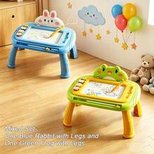 1pc Children's Magnetic Drawing Board, 4-Color Partitioned Doodle Board, Small Drawing Toy With Anti-Throw Rope Design - Multicolor - View 18